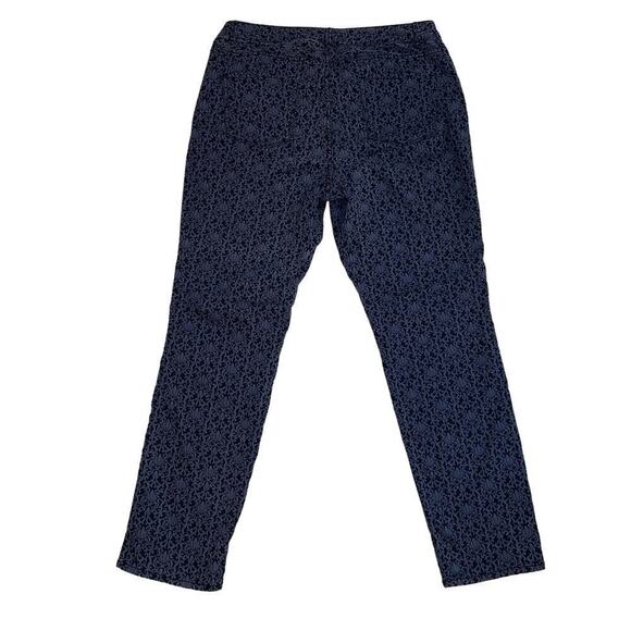 Coldwater Creek Natural Fit Navy Blue Jacqard Pants Size 14 Brocade Look - Picture 6 of 12
